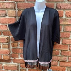 Charlotte Russe Black Aztec fringe Cardigan Top M